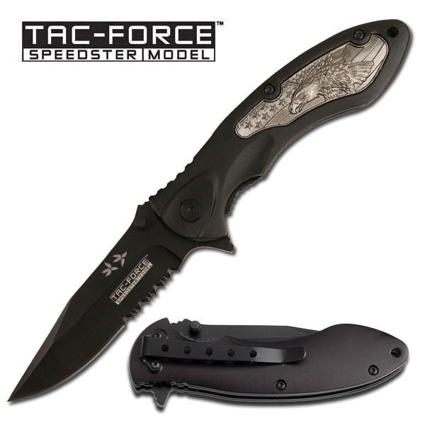 4.5 Inch Closed Eagle Medallion Handle Spring Assisted Opening Knife - TOPHATTER'S ARMORY DEALS Collectible Weapons - Tophatter Daily Deals