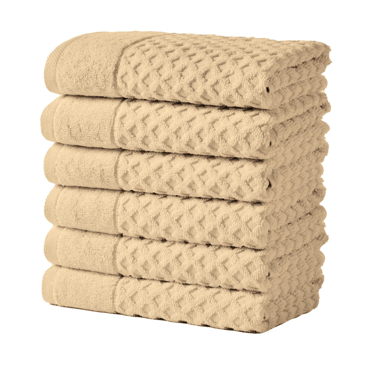 Cotton Diamond Waffle Weave Bath Towel Set - Grayson Collection Hand Towel (Pack of 6) Oatmeal Bath - Tophatter Daily Deals