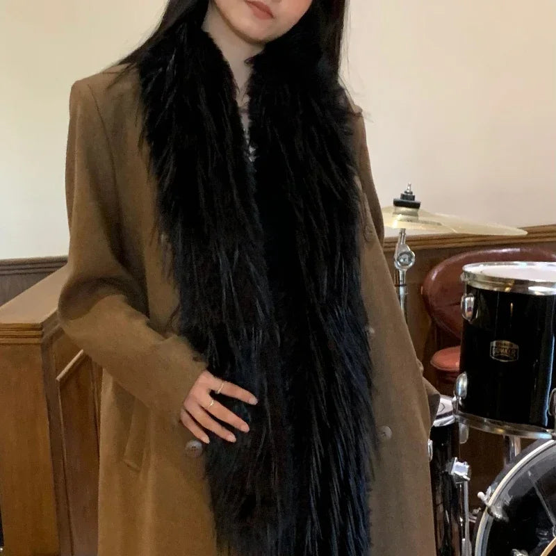 Fluffy Thick Scarf Women Plush Long Strip Scarf Shawl Scarf - Tophatter Daily Deals