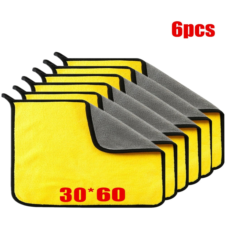 Thick Soft Car Drying Cloth 6-Piece Car and Motorcycle Accessories - Tophatter Daily Deals
