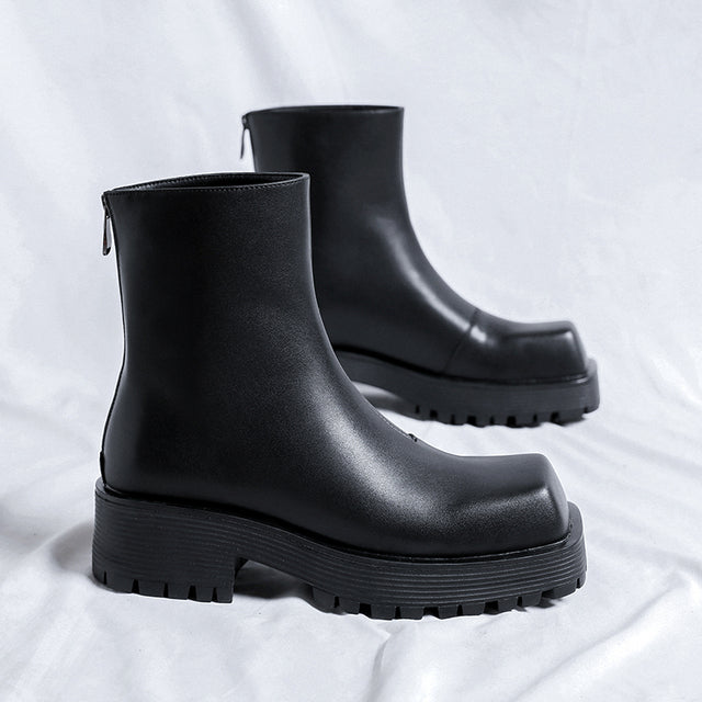 Thick Soled Platform Men's Boots Black Boots - Tophatter Daily Deals
