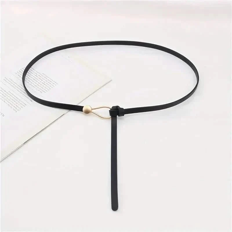 Thin Leather Belt Female Bow Leisure Belts Black Belts & Ties - Tophatter Daily Deals