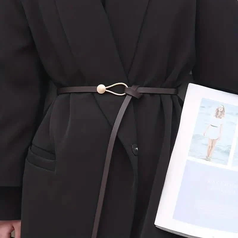 Thin Leather Belt Female Bow Leisure Belts Coffee Belts & Ties - Tophatter Daily Deals