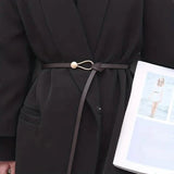 Thin Leather Belt Female Bow Leisure Belts Coffee Belts & Ties - Tophatter Daily Deals