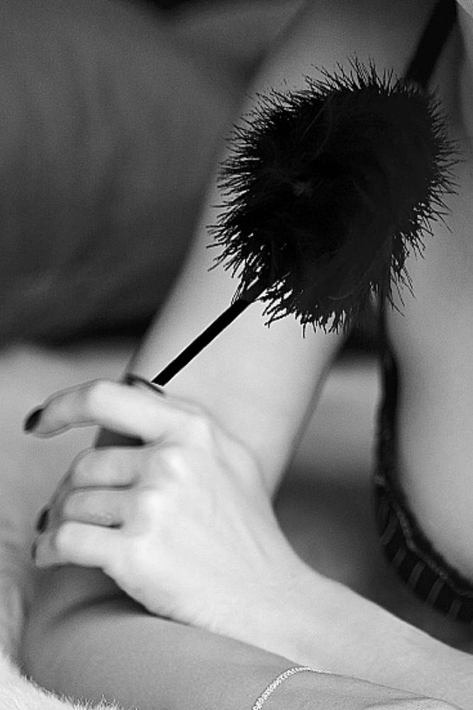 Ouch by Shots Toys - Black & White - Feather Tickler - Black BDSM - Tophatter Daily Deals