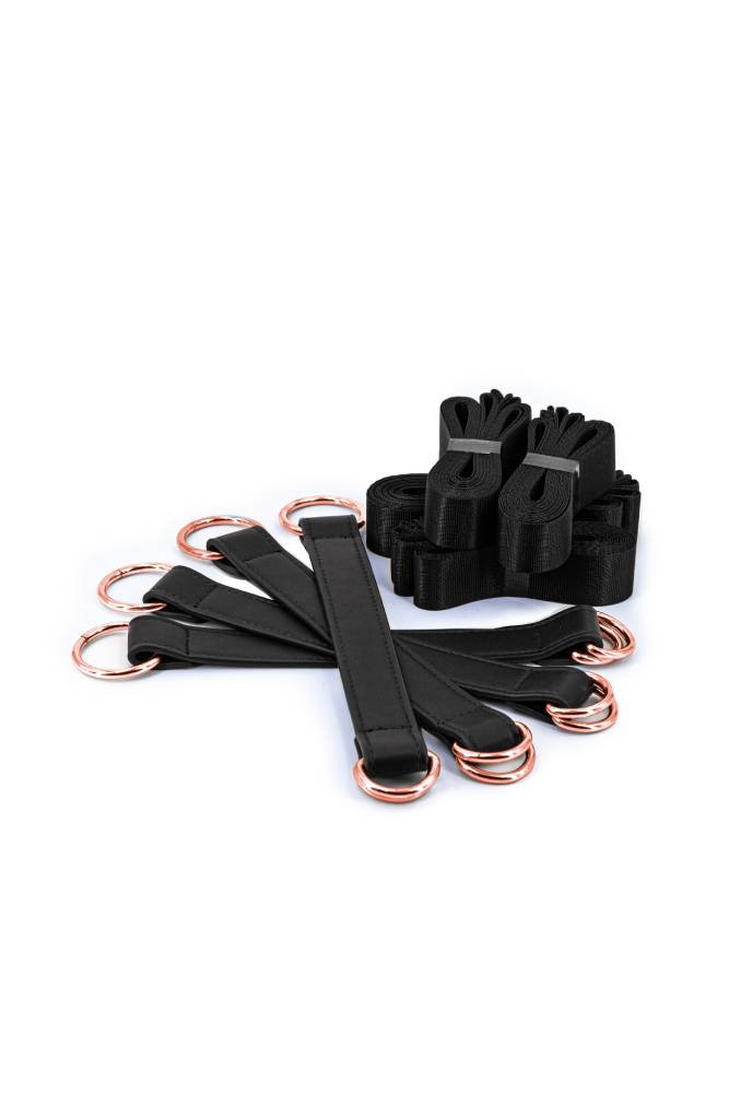 NS Novelties - Bondage Couture - Tie Down Straps - Black/Rose Gold BDSM - Tophatter Daily Deals