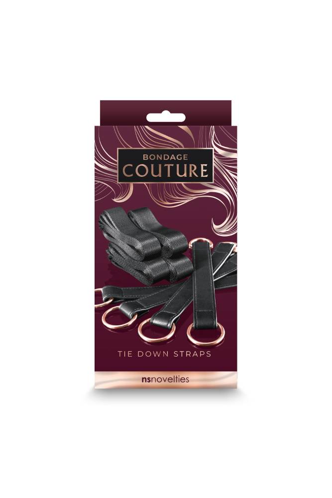 NS Novelties - Bondage Couture - Tie Down Straps - Black/Rose Gold BDSM - Tophatter Daily Deals