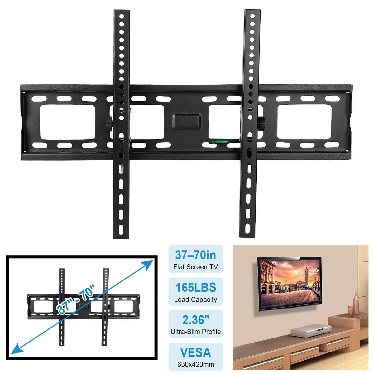 Tilt TV Wall Mount Bracket for 37"-70" LED/LCD/PLASMA Flat TV TV & Video - Tophatter Daily Deals