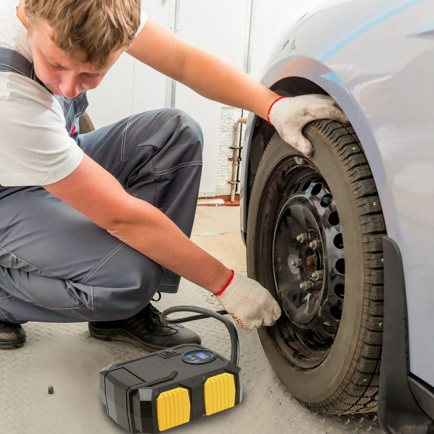 Tire Inflator 12V DC 120W 150PSI with LCD Electric Air Compressor Automotive - Tophatter Daily Deals