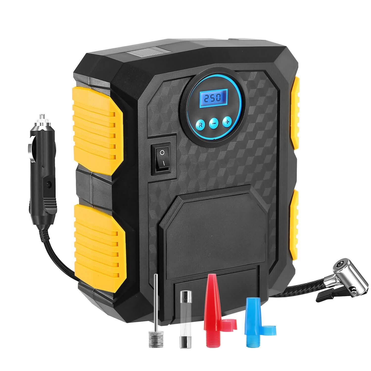 Tire Inflator 12V DC 120W 150PSI with LCD Electric Air Compressor Automotive - Tophatter Daily Deals