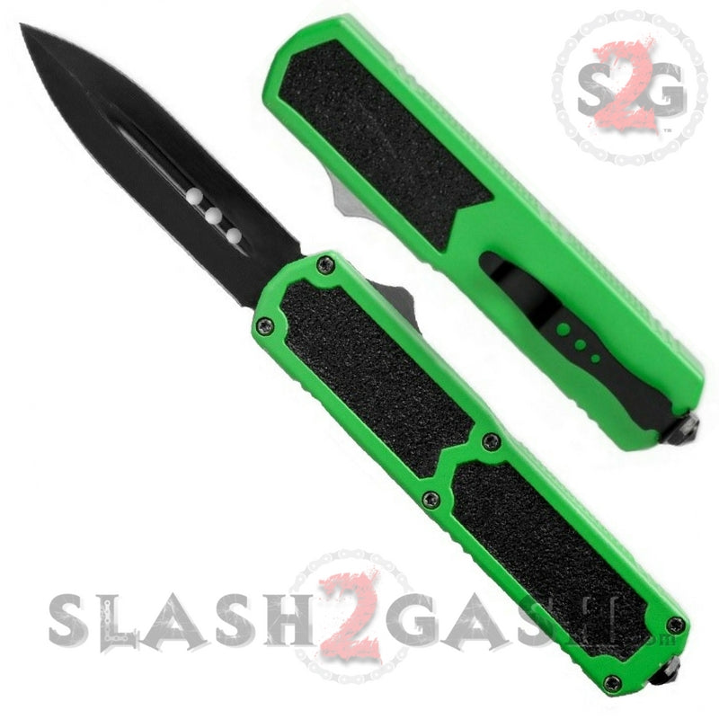 Titan OTF Knife D/A Green Automatic Switchblade TAIWAN - upgraded Double Edge Plain - Black Knife-OTF - Tophatter Daily Deals