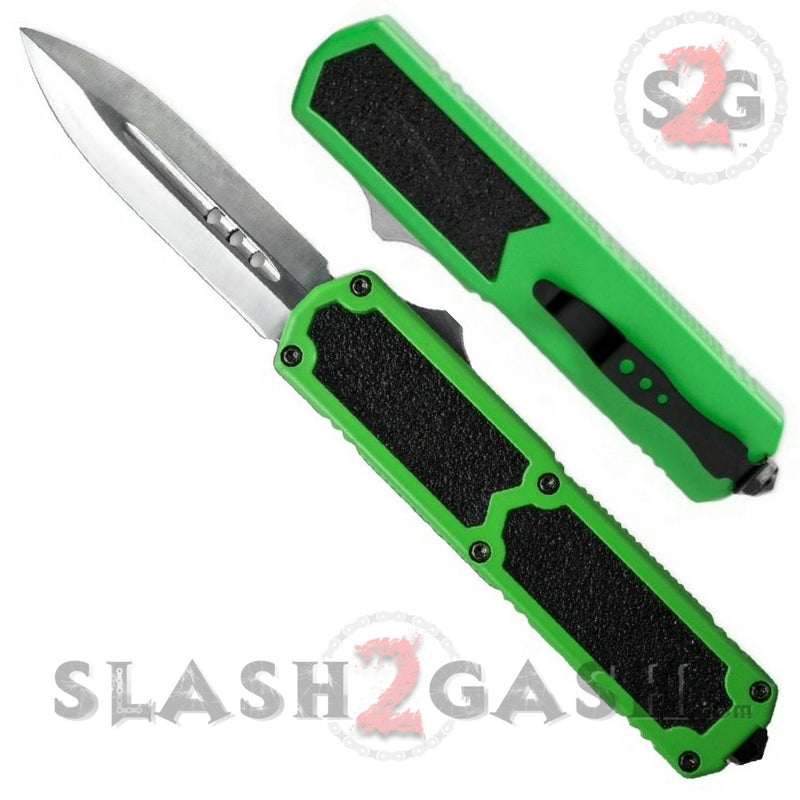 Titan OTF Knife D/A Green Automatic Switchblade TAIWAN - upgraded Double Edge Plain - Satin Knife-OTF - Tophatter Daily Deals