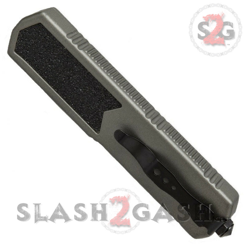 Titan OTF Automatic Knife Dual Action Grey Tactical Dagger Serrated Knife-OTF - Tophatter Daily Deals