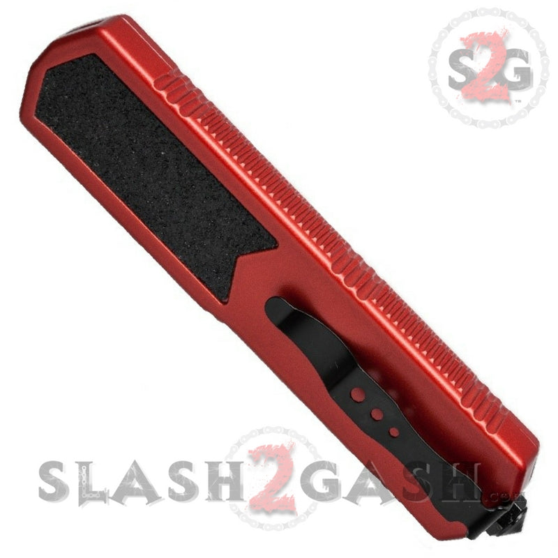 Titan OTF Dual Action Red Automatic Knife - Satin Dagger Plain Silver Blade Plain Knife-OTF - Tophatter Daily Deals