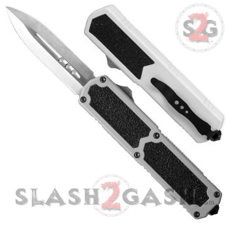 Titan OTF Dual Action White Automatic Knife Plain Edge Dagger Knife-OTF - Tophatter Daily Deals