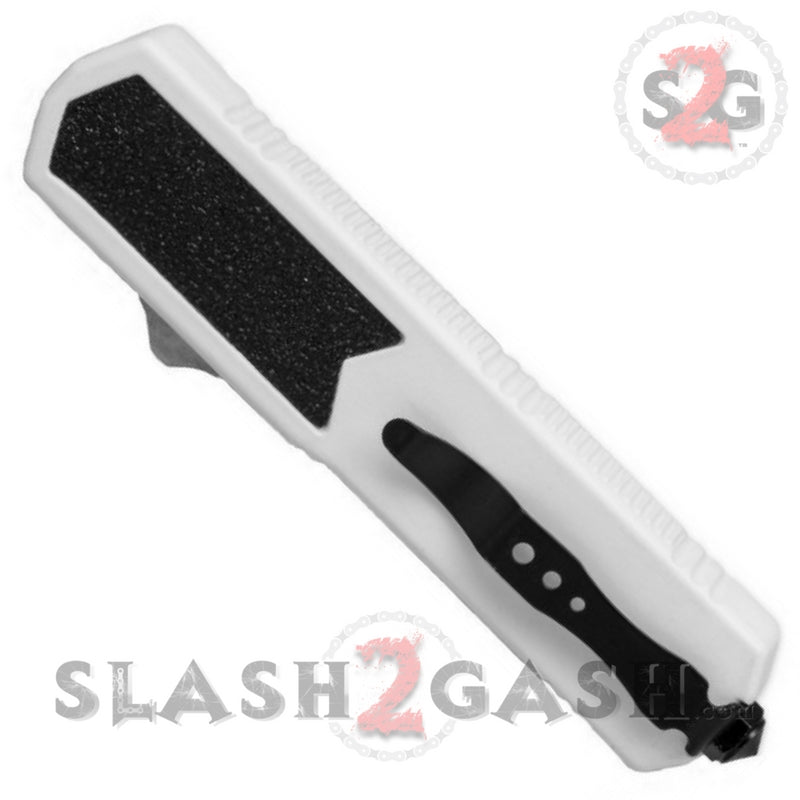 Titan OTF Dual Action White Tactical Automatic Knife Dagger Serrated Knife-OTF - Tophatter Daily Deals