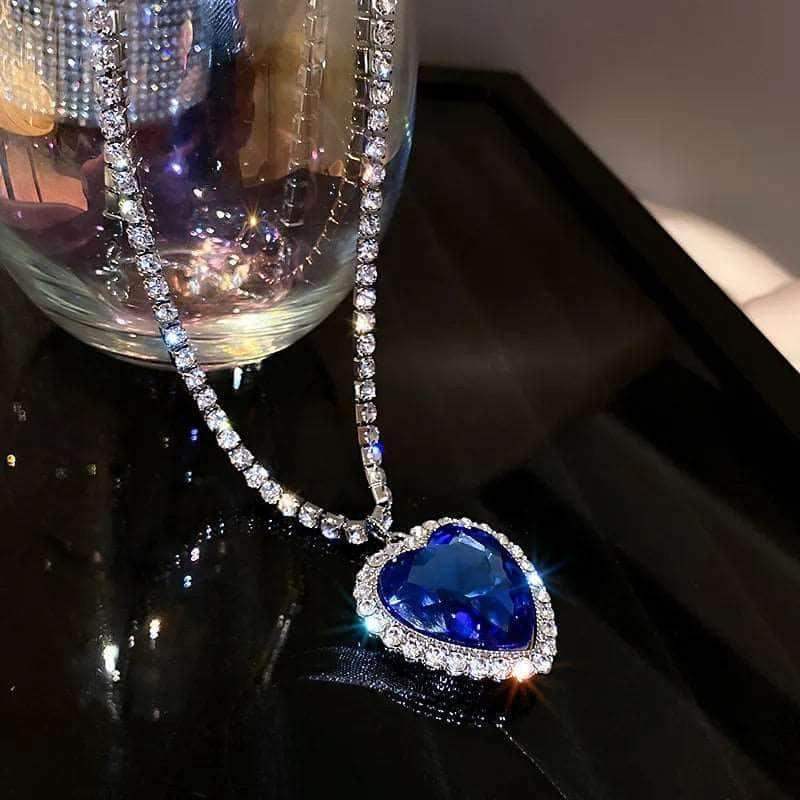 Titanic Heart of The Ocean Sapphire Crystal Necklace Silver Plated (Replica) - Tophatter's Smashing Daily Deals | Shop Like a Billionaire