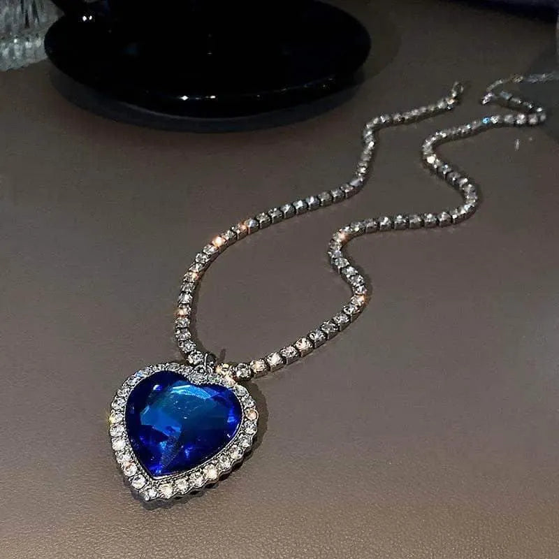 Titanic Heart of The Ocean Sapphire Crystal Necklace Silver Plated (Replica) Necklaces - Tophatter Daily Deals