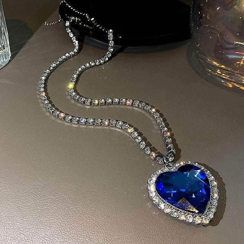 Titanic Heart of The Ocean Sapphire Crystal Necklace Silver Plated (Replica) - Tophatter's Smashing Daily Deals | Shop Like a Billionaire