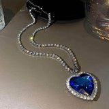 Titanic Heart of The Ocean Sapphire Crystal Necklace Silver Plated (Replica) Necklaces - Tophatter Daily Deals