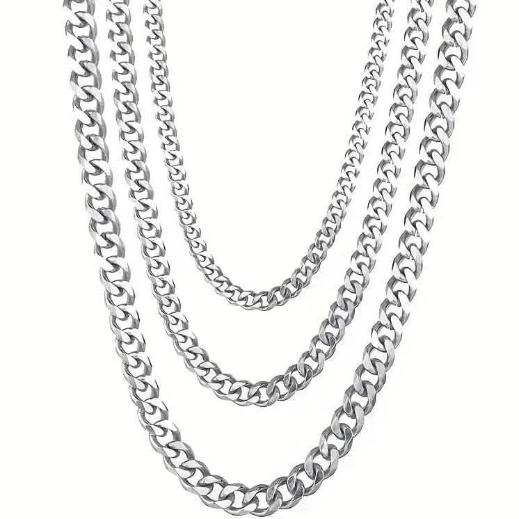 Titanium Stainless Steel Trendy Necklace Cuban Chain with Lobster Clasp 7mm Men's Jewelry - Tophatter Daily Deals