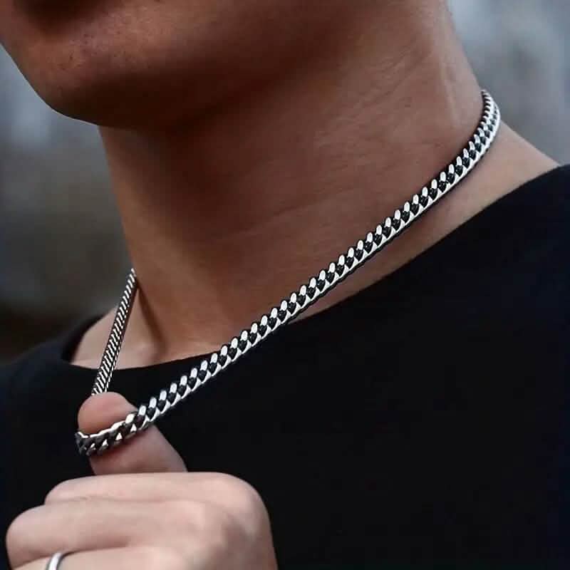 Titanium Stainless Steel Trendy Necklace Cuban Chain with Lobster Clasp Men's Jewelry - Tophatter Daily Deals