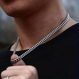 Titanium Stainless Steel Trendy Necklace Cuban Chain with Lobster Clasp Men's Jewelry - Tophatter Daily Deals