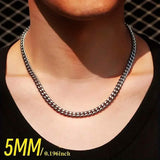 Titanium Stainless Steel Trendy Necklace Cuban Chain with Lobster Clasp Men's Jewelry - Tophatter Daily Deals