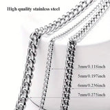 Titanium Stainless Steel Trendy Necklace Cuban Chain with Lobster Clasp Men's Jewelry - Tophatter Daily Deals