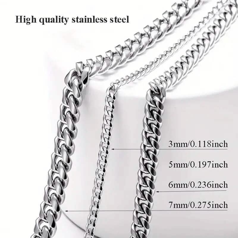 Titanium Stainless Steel Trendy Necklace Cuban Chain with Lobster Clasp Men's Jewelry - Tophatter Daily Deals