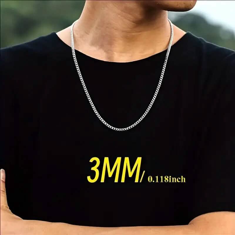 Titanium Stainless Steel Trendy Necklace Cuban Chain with Lobster Clasp Men's Jewelry - Tophatter Daily Deals