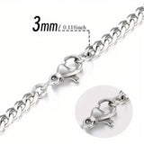 Titanium Stainless Steel Trendy Necklace Cuban Chain with Lobster Clasp Men's Jewelry - Tophatter Daily Deals