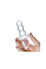 Gläs - Titus - 4.5" Beaded Dual Ended Butt Plug - Clear Sex Toy - Tophatter Daily Deals