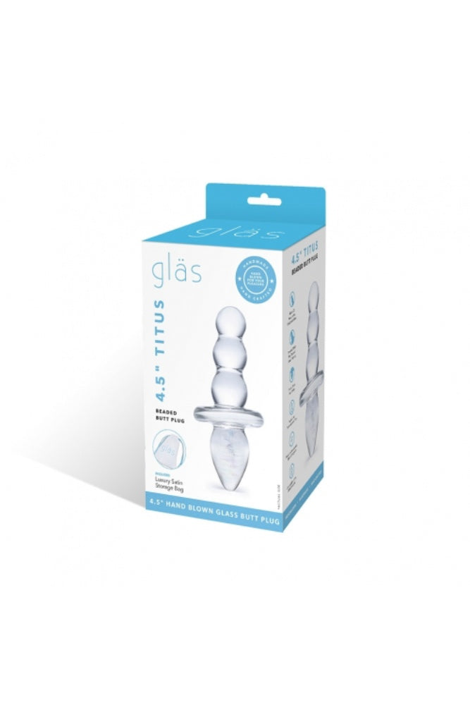 Gläs - Titus - 4.5" Beaded Dual Ended Butt Plug - Clear Sex Toy - Tophatter Daily Deals