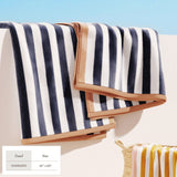 Oversized Striped Border Cabana Beach Towel - Santa Cruz Bath - Tophatter Daily Deals