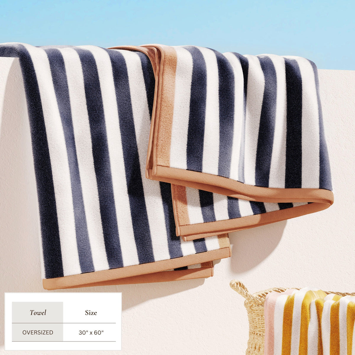 Oversized Striped Border Cabana Beach Towel - Santa Cruz Bath - Tophatter Daily Deals