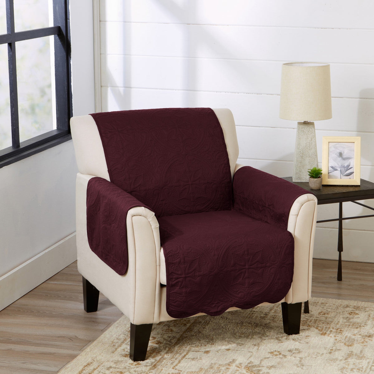 Medallion Solid Furniture Protector - Elenor Collection Chair Wine Light Grey Furniture & Decor - Tophatter Daily Deals