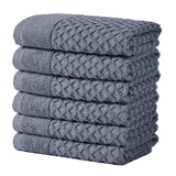 Cotton Diamond Waffle Weave Bath Towel Set - Grayson Collection Washcloth (Pack of 6) Chambray Blue Bath - Tophatter Daily Deals
