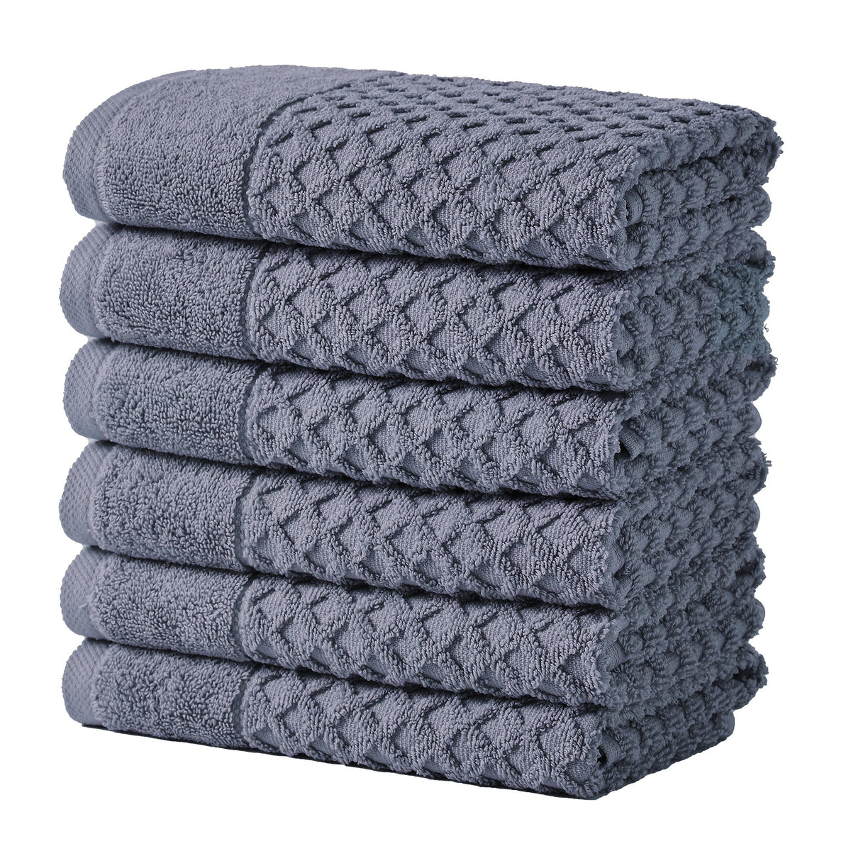 Cotton Diamond Waffle Weave Bath Towel Set - Grayson Collection Hand Towel (Pack of 6) Chambray Blue Bath - Tophatter Daily Deals