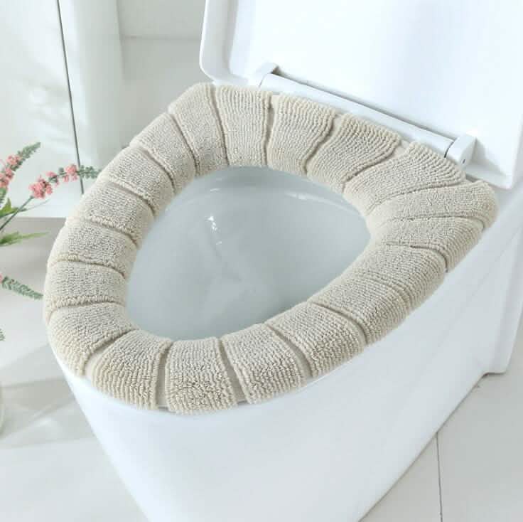 Toilet Seat Soft Thick Washable Cover Pad Protector Beige Bath - Tophatter Daily Deals