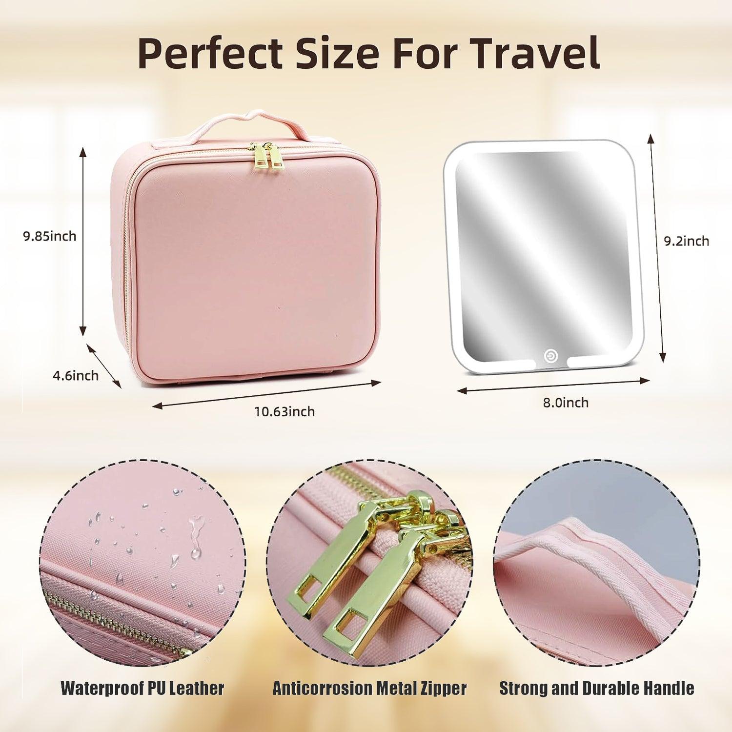 Travel Cosmetic Bag - Travel Makeup Bag With LED Mirror Vanity Case Beauty Box Health & Beauty - Tophatter Daily Deals