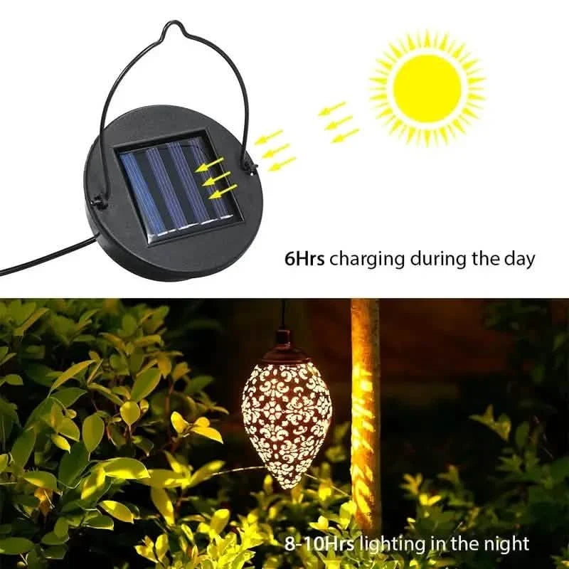 Tomshine Solar Lantern LED Moroccan Garden Lights Metal Lamp Waterproof Solar Outdoor Lights - Tophatter Daily Deals