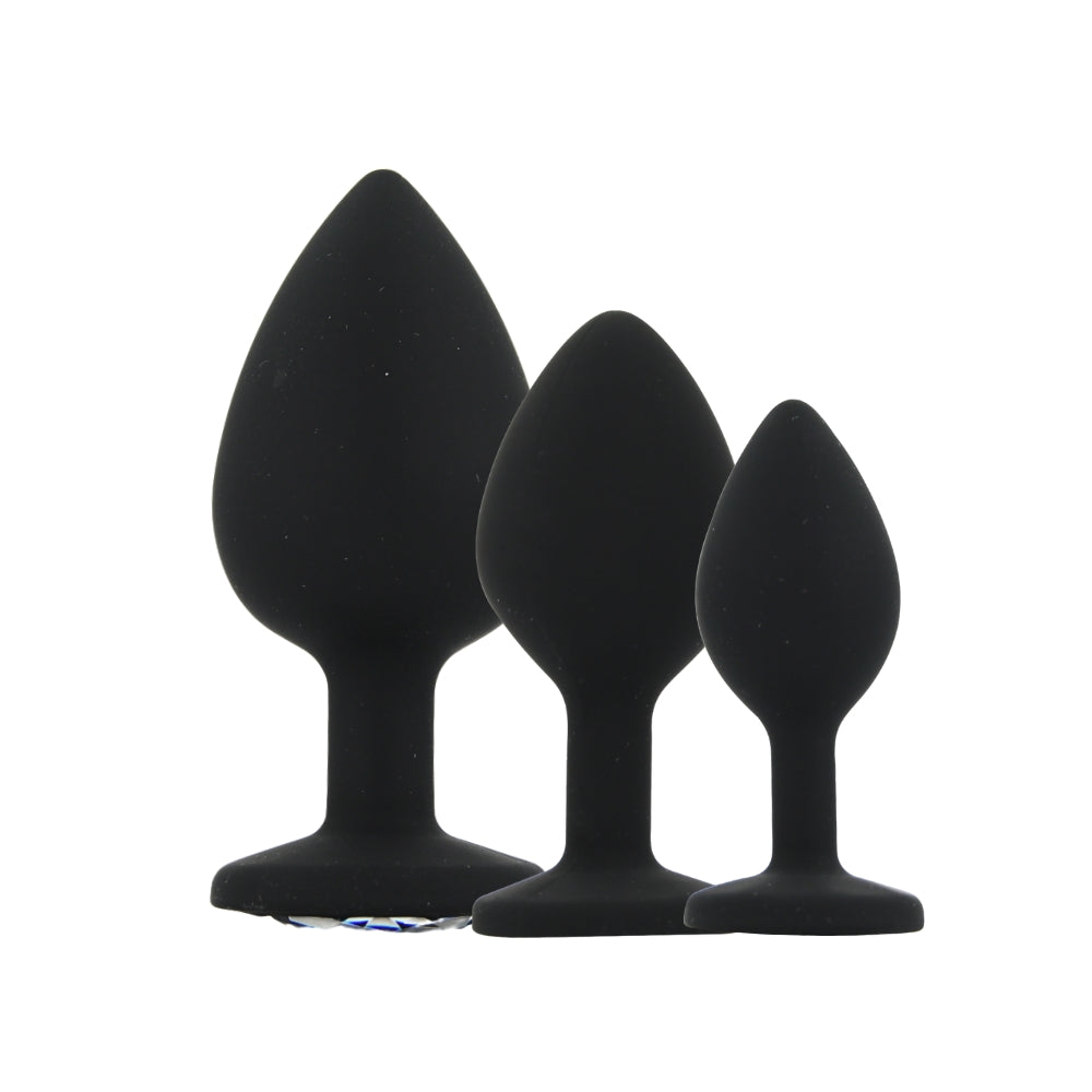 Toosh Silicone Butt Plug Set of 3 Small to Large – Jewelled Base Butt Plug > Anal Range > Butt Plug Kits - Tophatter Daily Deals