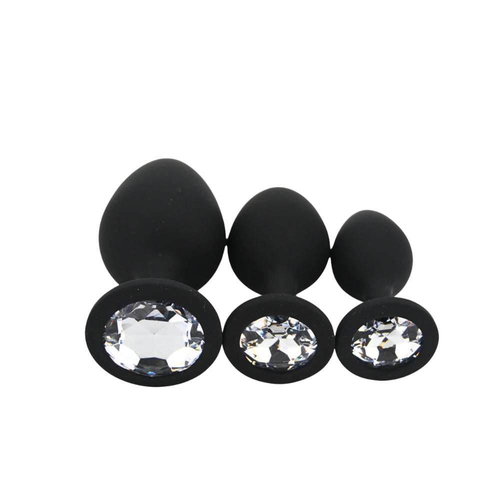 Toosh Silicone Butt Plug Set of 3 Small to Large – Jewelled Base Butt Plug > Anal Range > Butt Plug Kits - Tophatter Daily Deals