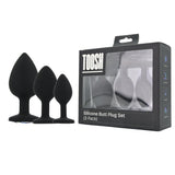 Toosh Silicone Butt Plug Set of 3 Small to Large – Jewelled Base Butt Plug > Anal Range > Butt Plug Kits - Tophatter Daily Deals
