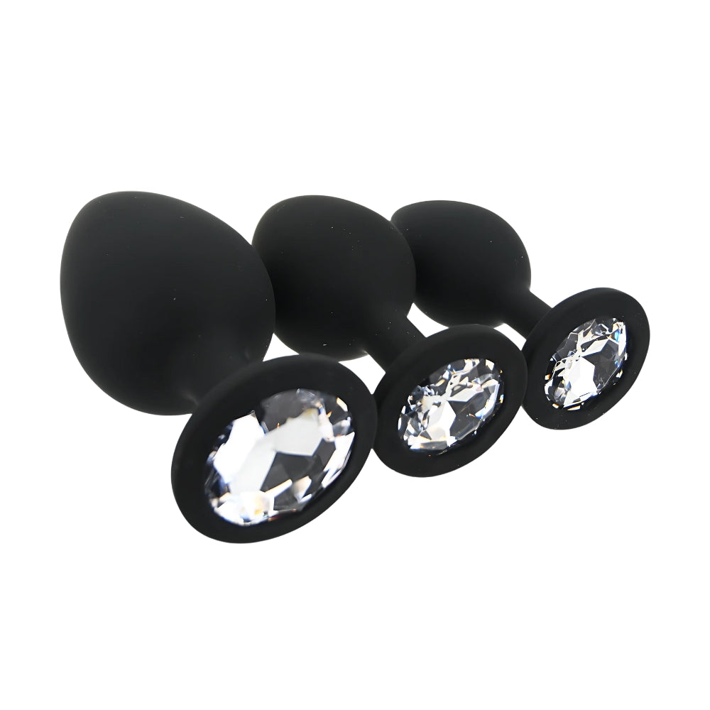 Toosh Silicone Butt Plug Set of 3 Small to Large – Jewelled Base Butt Plug > Anal Range > Butt Plug Kits - Tophatter Daily Deals