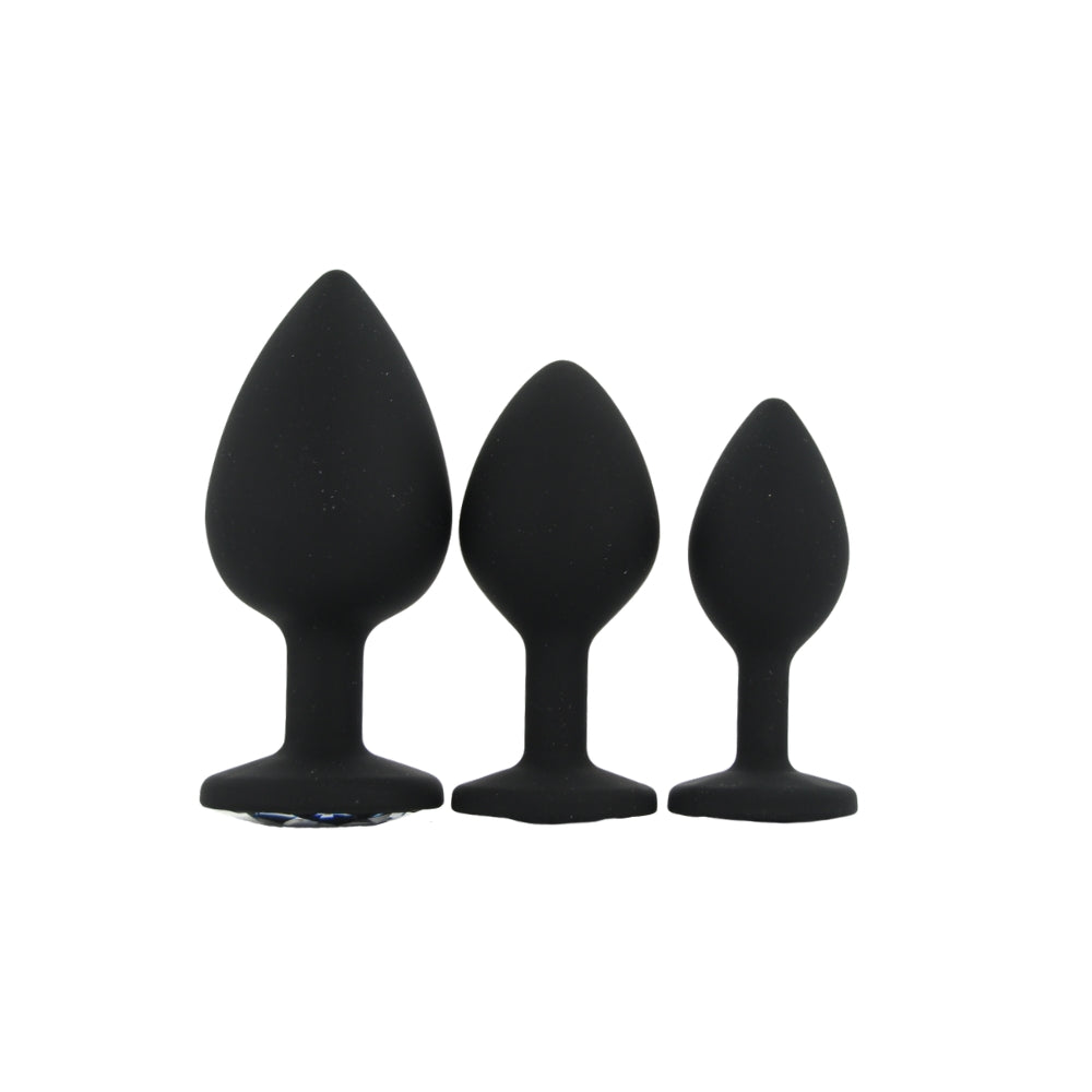 Toosh Silicone Butt Plug Set of 3 Small to Large – Jewelled Base Butt Plug > Anal Range > Butt Plug Kits - Tophatter Daily Deals