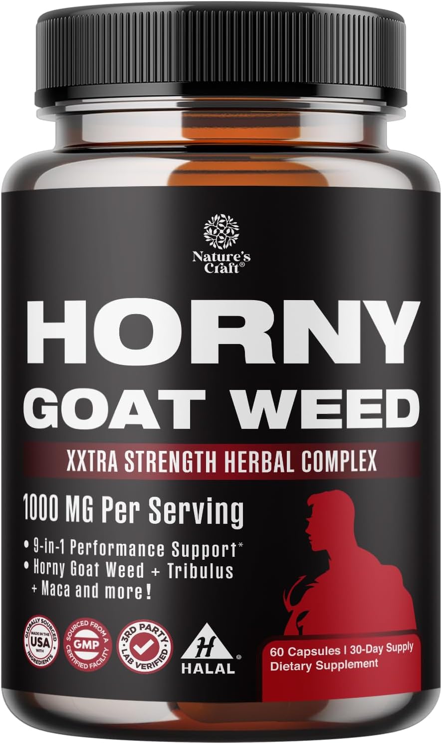 Horny Goat Weed for Men - Extra Strength Male Supplement with Black Maca Root, Tongkat Ali, Saw Palmetto & Panax Ginseng Extract for Stamina & Energy Vitamins & Supplements - Tophatter Daily Deals