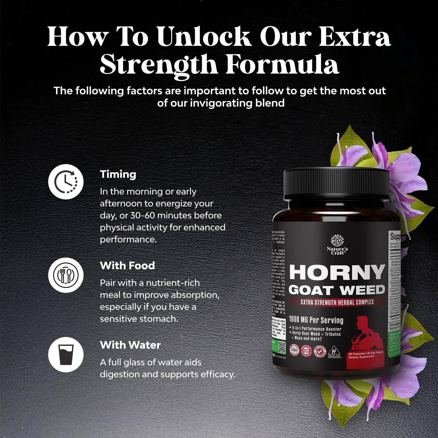 Horny Goat Weed for Men - Extra Strength Male Supplement with Black Maca Root, Tongkat Ali, Saw Palmetto & Panax Ginseng Extract for Stamina & Energy Vitamins & Supplements - Tophatter Daily Deals