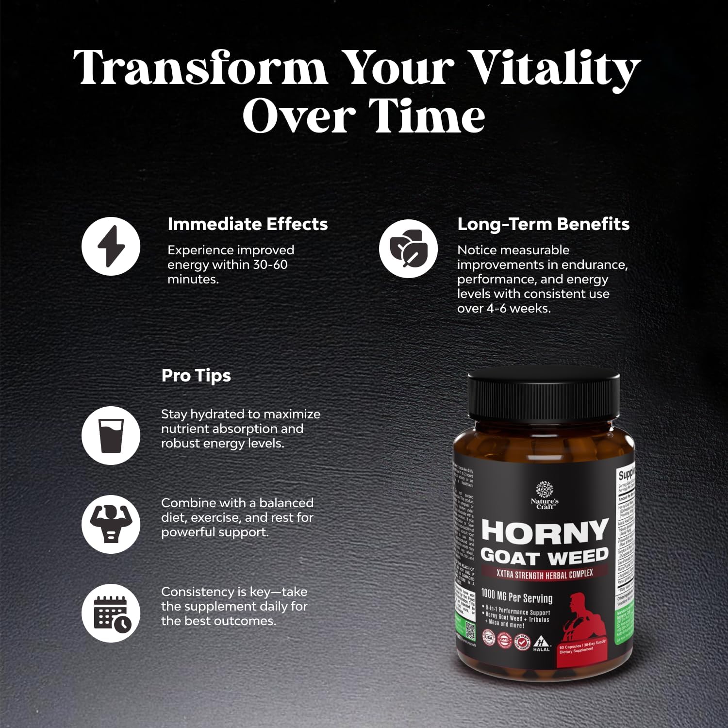 Horny Goat Weed for Men - Extra Strength Male Supplement with Black Maca Root, Tongkat Ali, Saw Palmetto & Panax Ginseng Extract for Stamina & Energy Vitamins & Supplements - Tophatter Daily Deals